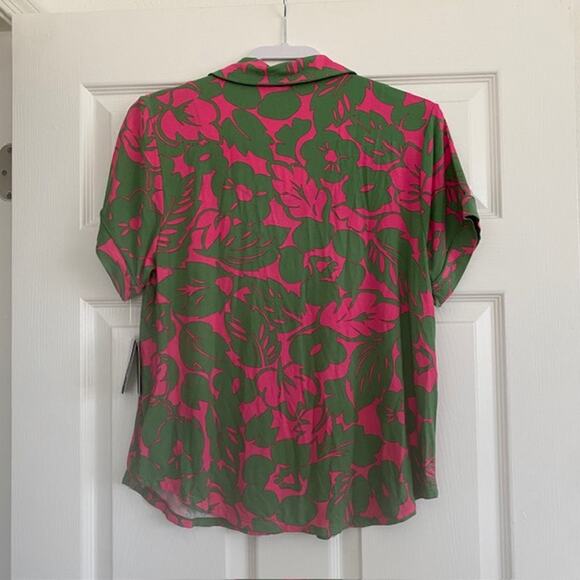 Kate Spade Pajama Set Shortie Pink & Green Floral Pockets Women's Medium NWT - Picture 3 of 12